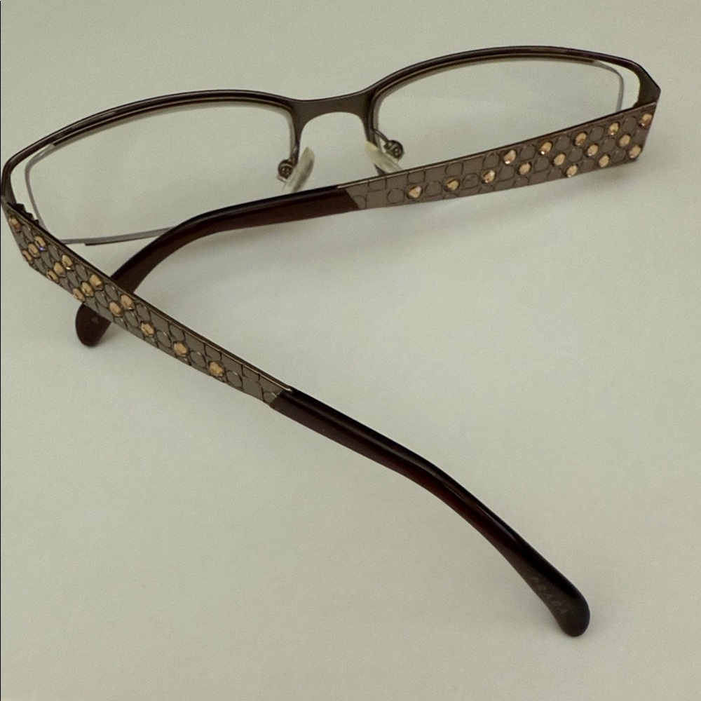 Prada Women’s Bronze Metal Eyeglasses with Crystal detailing on the arms